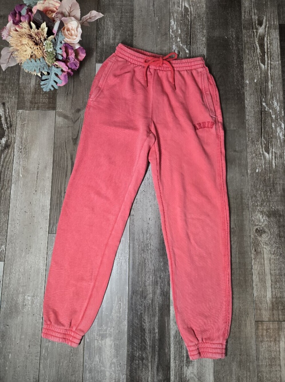 Aerie Women's Coral Pink Fleece Jogger Pants - Drawstring Waist - Size S Regular